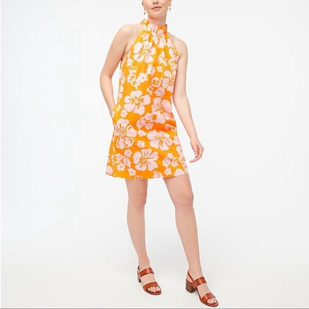 NWOT J. Crew floral tie neck halter shift dress